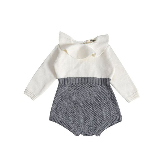 Color Block Romper - White & Grey