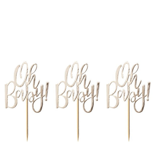 Gold Foil "Oh baby" Cupcake Toppers