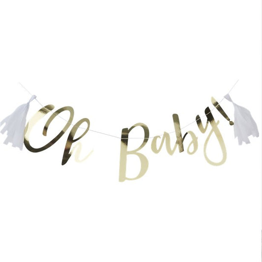 Gold Foiled Letter Banner - 'oh Baby'