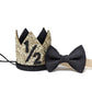 Boy Glitter Gold & Black Crown with Matching Bow Tie - 1/2