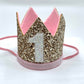 Baby Girl Glitter Gold & Pink Crown - 1