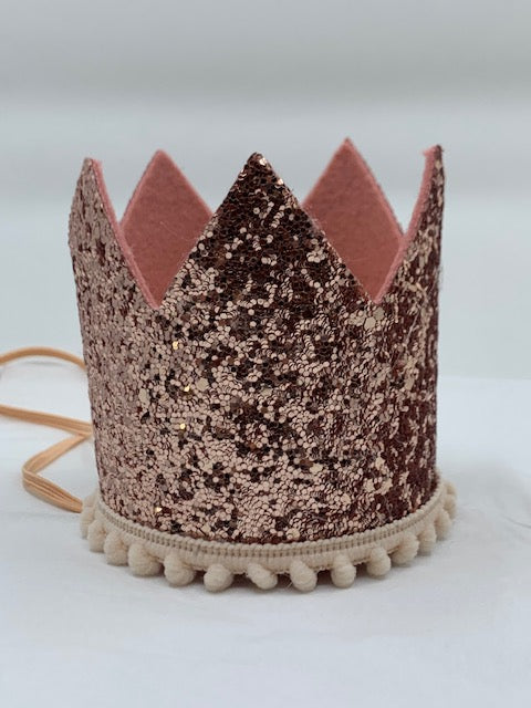 Baby Girl Glitter Rose Gold Crown