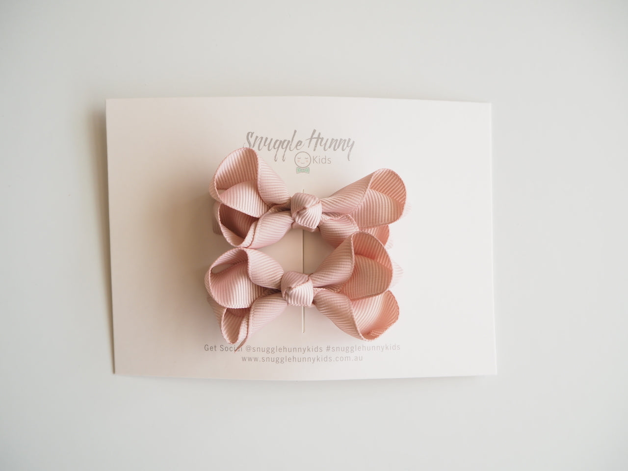 Small Piggy Tail Bow Clips - Nude