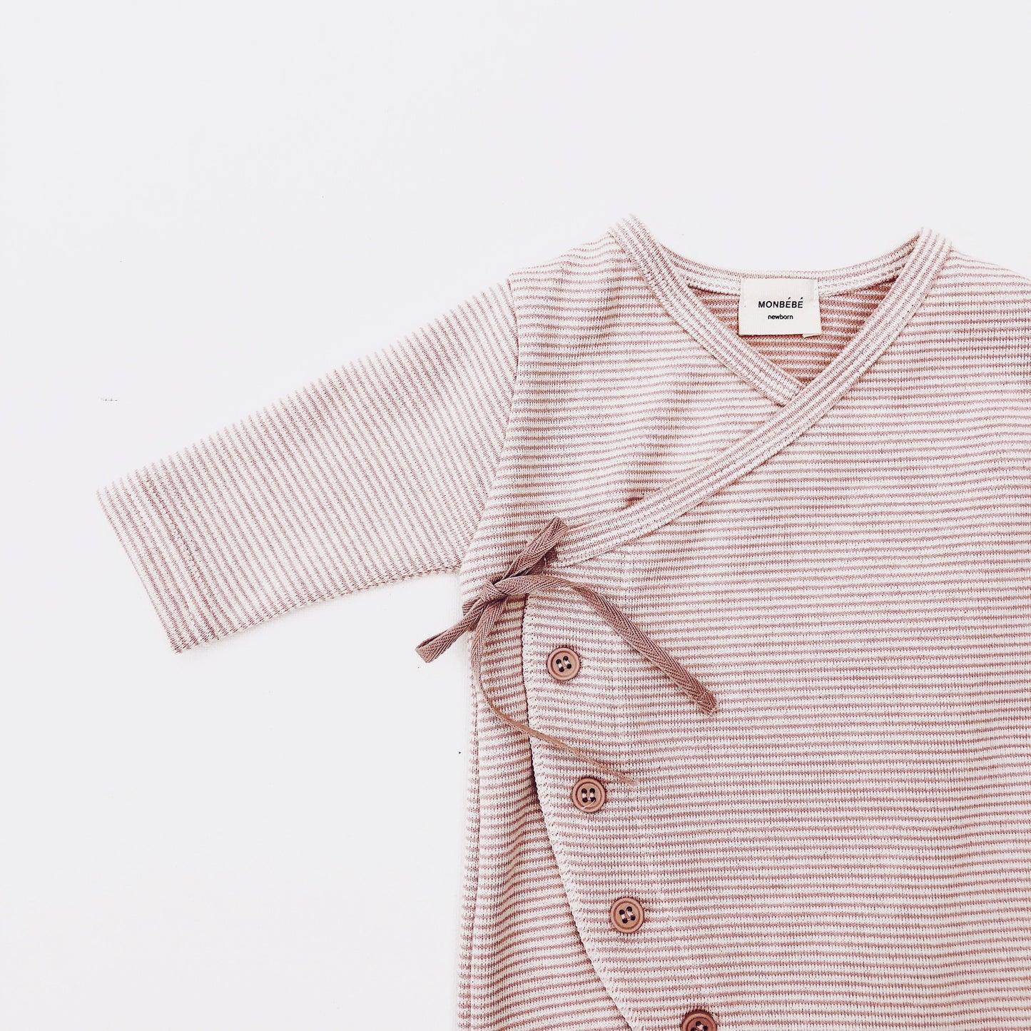 Striped Onesie & Bonnet Set - Pink