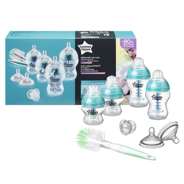 Tommee Tippee Advanced Anti-Colic Feeding Bottle Kit, Starter Set - Blue