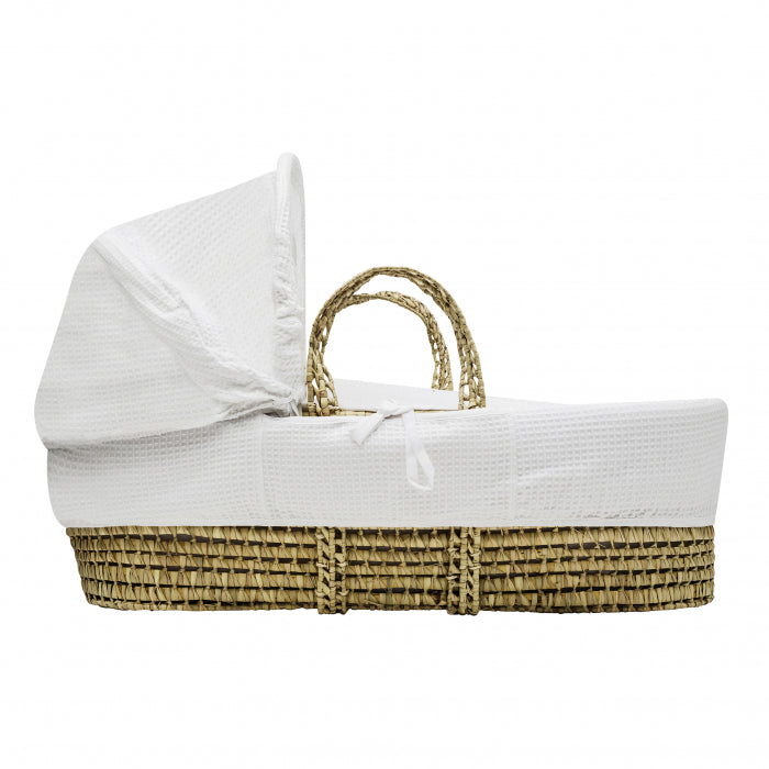 Kinder Valley Palm Moses Basket with Folding Stand - White Waffle