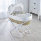 Kinder Valley Palm Moses Basket with Folding Stand - White Waffle