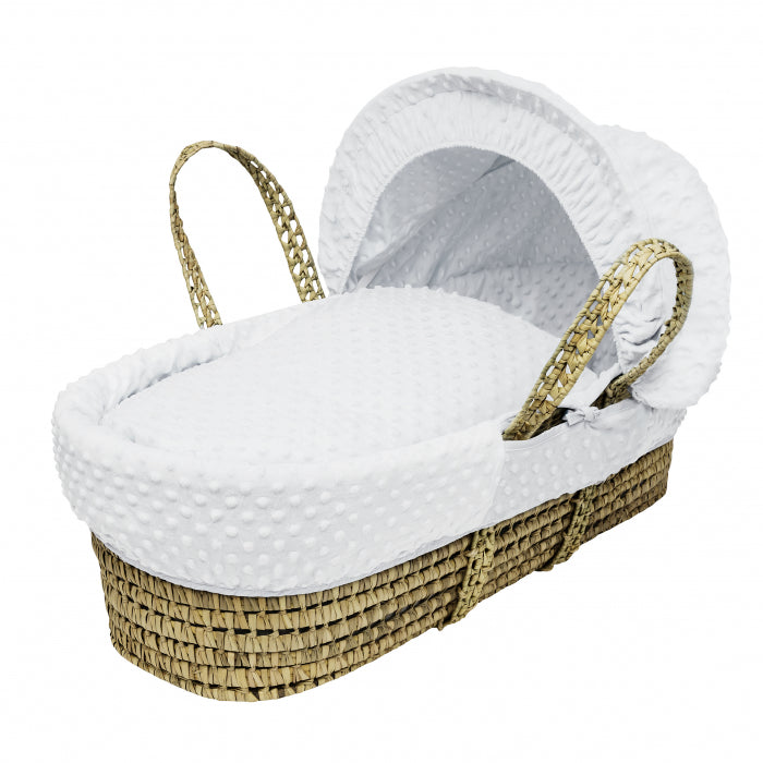 Kinder Valley Palm Moses Basket with Folding Stand - White Dimple