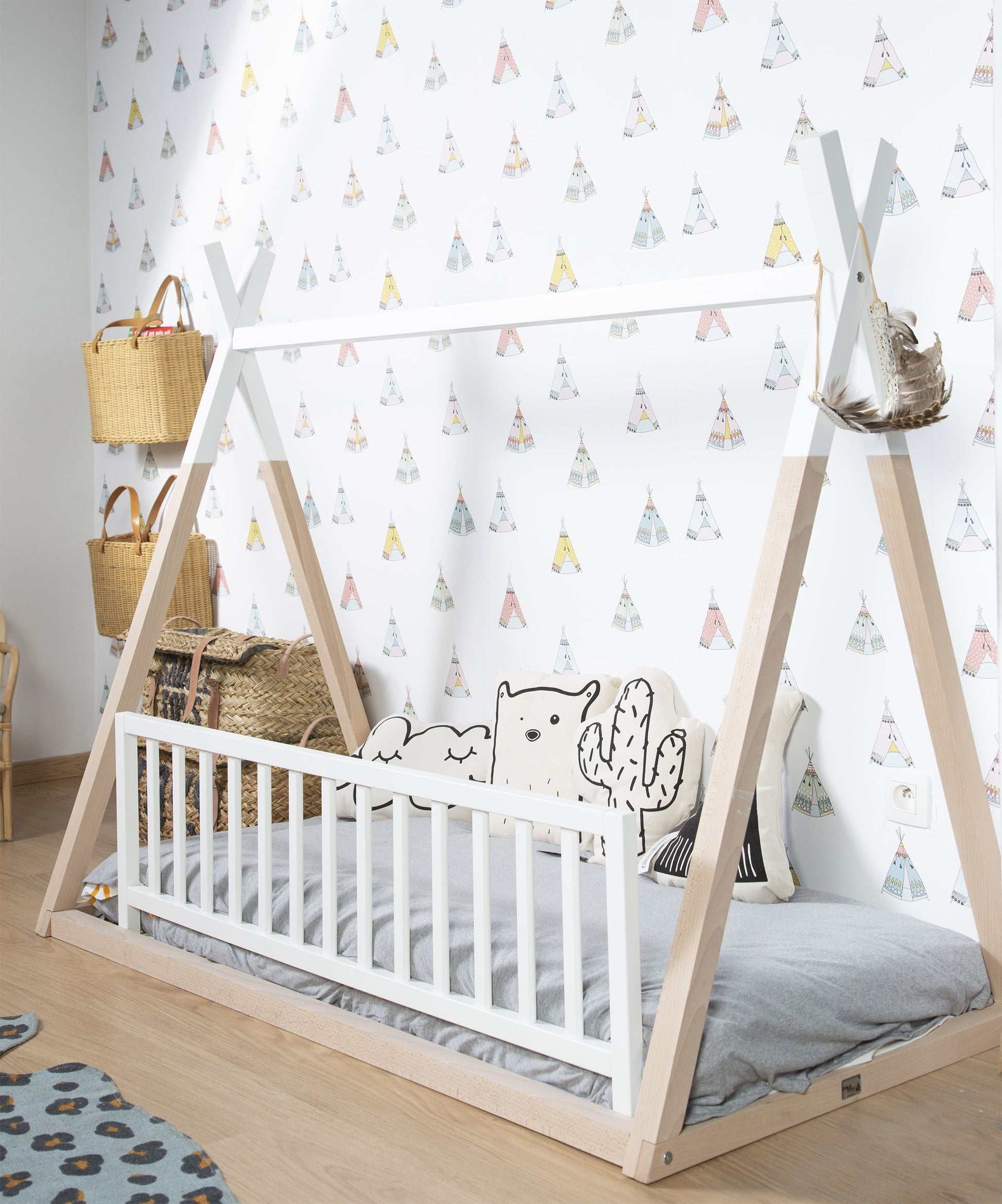 Childhome Bed Rail 120cm Beech Wood - White