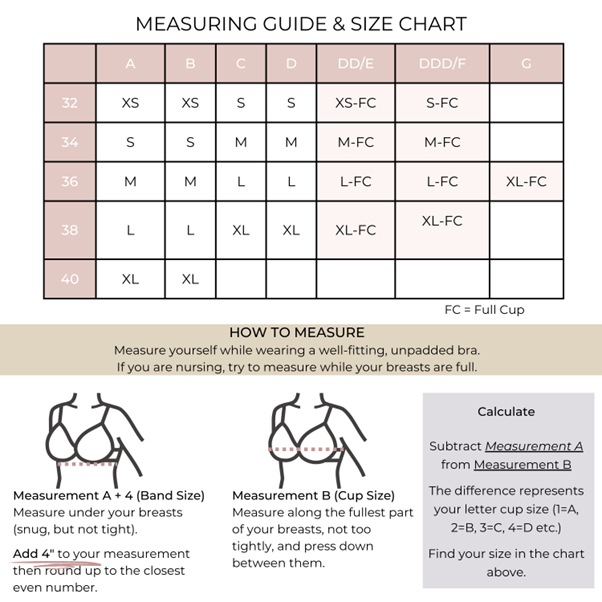 Simple Wishes SuperMom Bralette Size Guide