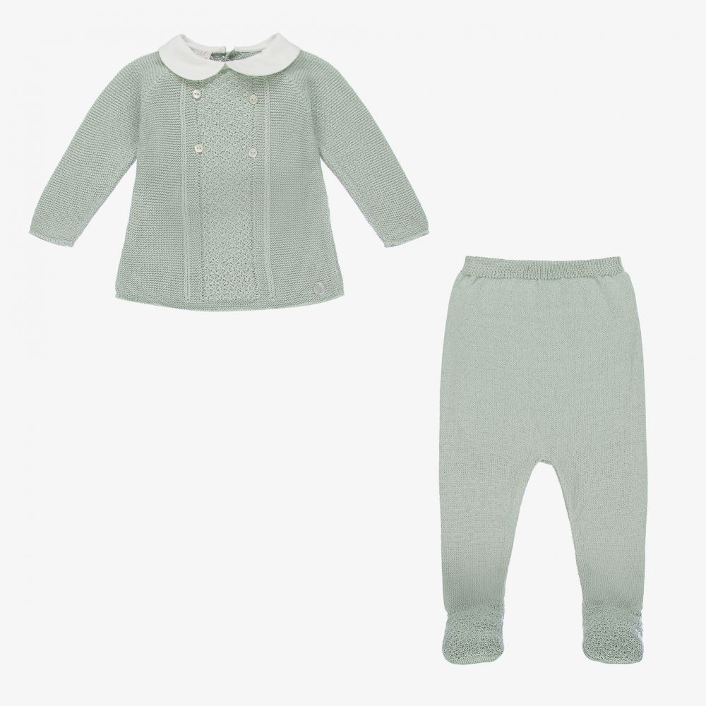 Paz Rodriguez 3-Piece Knitted (Top, Pants, Blanket) Gift Set - Green