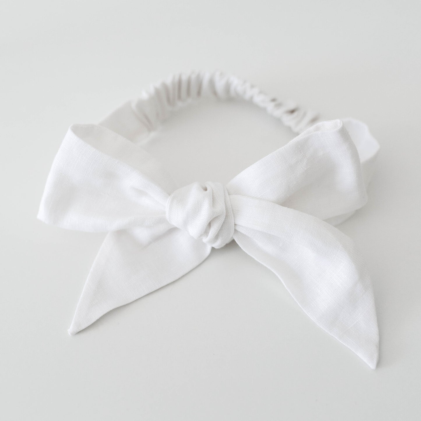 Linen Bow Headband - White