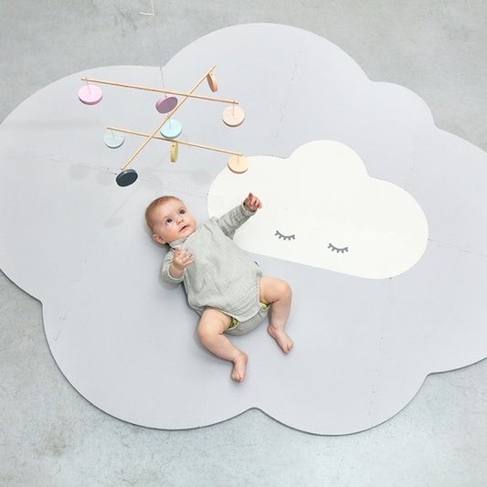 Baby playing on Quut Playmat Large - Pearl Grey