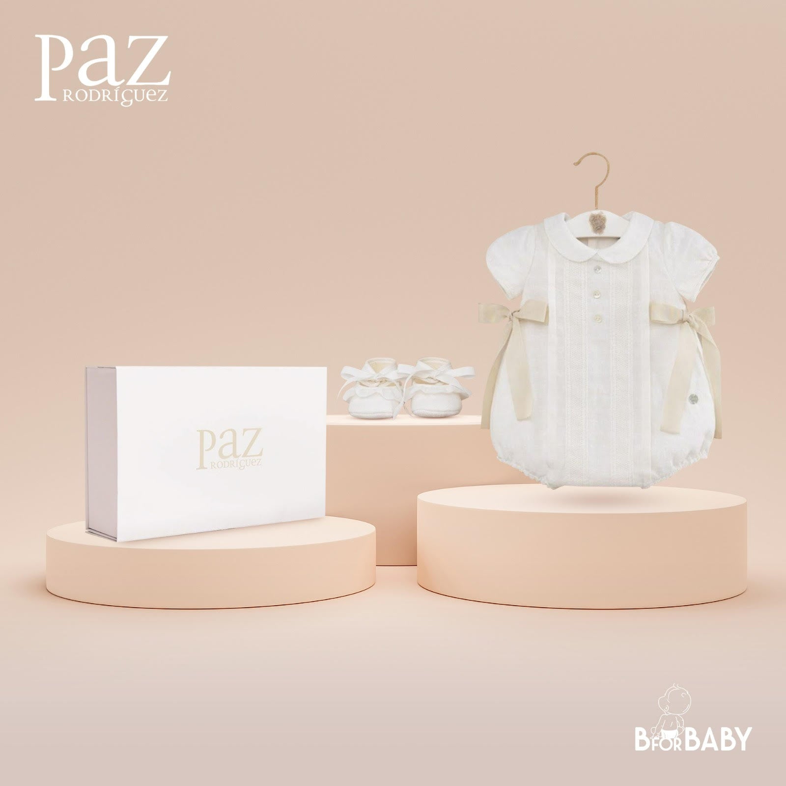 Paz Rodriguez Romper and Shoes 2-Piece Gift Set - Cream