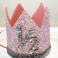 Baby Girl Glitter Silver & Pink Crown - 1/2